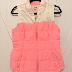 The North Face Light Pink and Cream Puffer Vest